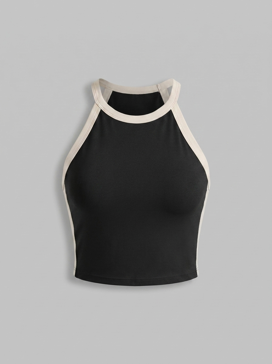 Dames Crop Sport Top | Aansluitende Fit | Contrast Trim Top