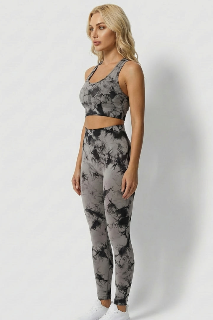 Dames fitnesslegging met tie-dye print | Hoge taille | Naadloos en vormgevend