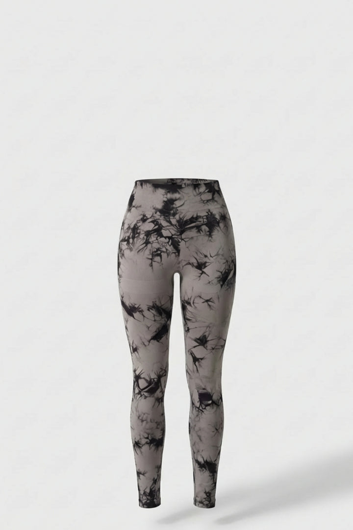Dames fitnesslegging met tie-dye print | Hoge taille | Naadloos en vormgevend
