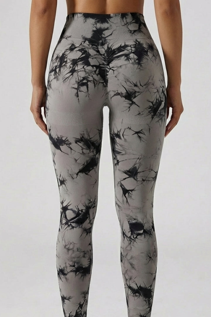 Dames fitnesslegging met tie-dye print | Hoge taille | Naadloos en vormgevend