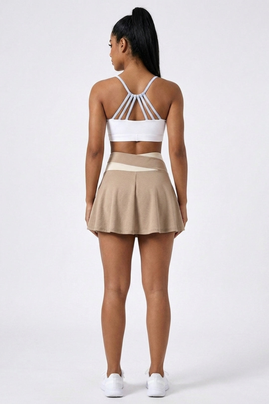 Dames 2-Delige Sport Set | Cross Waist Tennisrok & Top | Ingebouwde binnenbroek