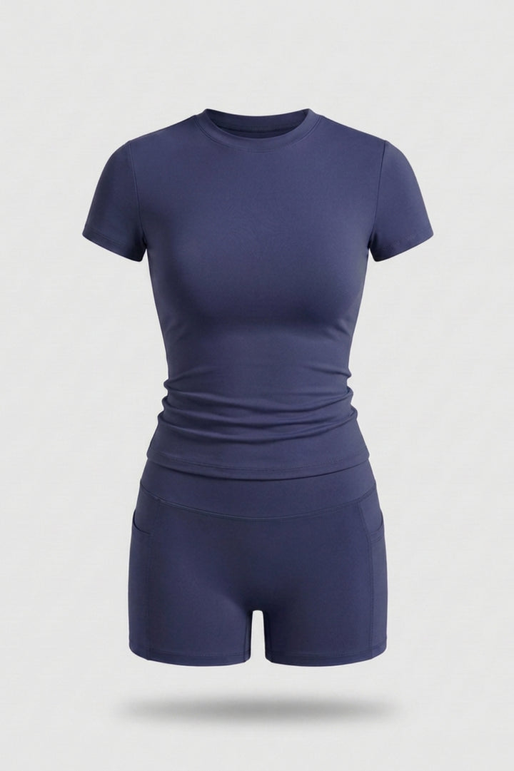 Dames 2-Delige Sport Set | Slim Fit | Short Sleeve Top & Biker Short
