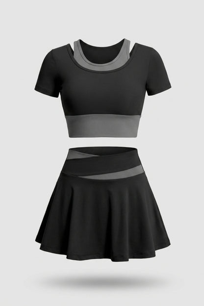 Dames 2-delig Sport Set | Sport Top & Rok | Beige Tennis Outfit