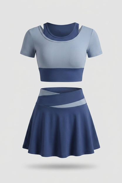 Dames 2-delig Sport Set | Sport Top & Rok | Beige Tennis Outfit