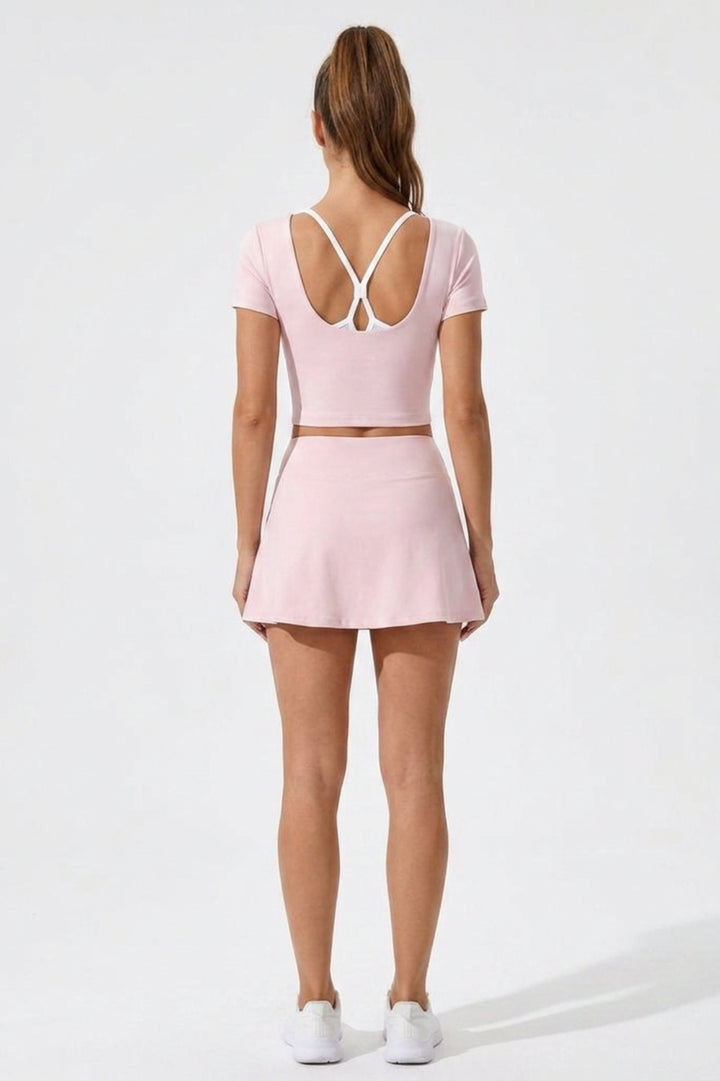 Dames 2-delig Sport Set | Top & Rok | Activewear Set | Ingebouwd broekje