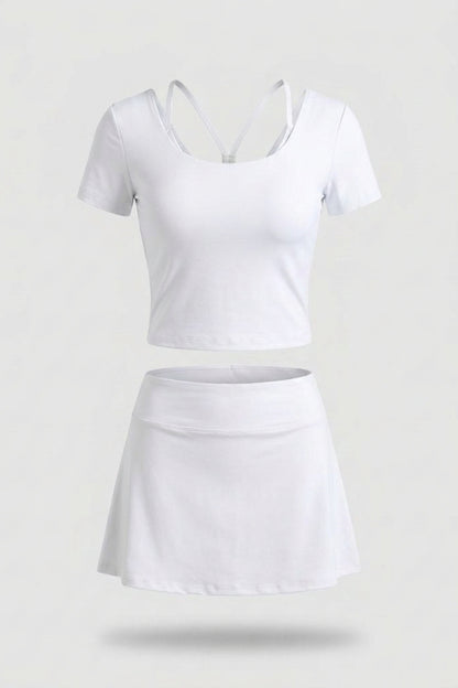 Dames 2-delig Sport Set | Top & Rok | Activewear Set | Ingebouwd broekje