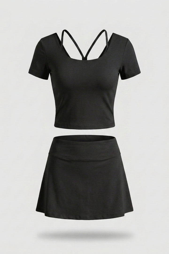 Dames 2-delig Sport Set | Top & Rok | Activewear Set | Ingebouwd broekje