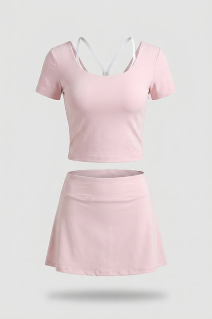 Dames 2-delig Sport Set | Top & Rok | Activewear Set | Ingebouwd broekje