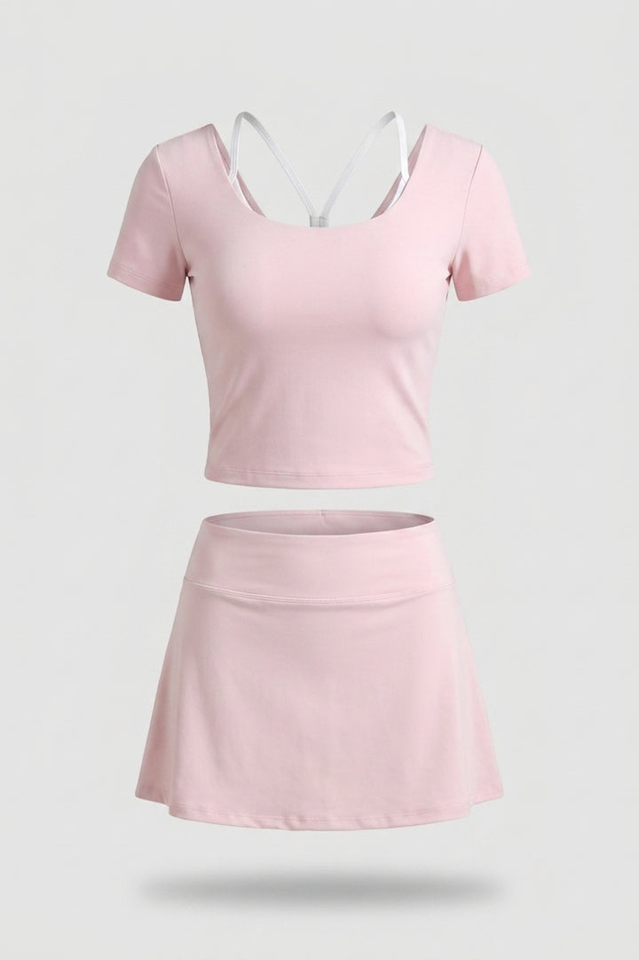 Dames 2-delig Sport Set | Top & Rok | Activewear Set | Ingebouwd broekje