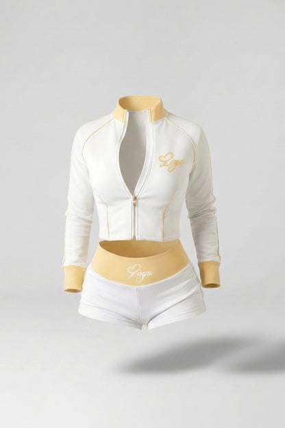 Dames Activewear Set | Sculpting Fit | Cropped Vest | Sportieve Shorts Set