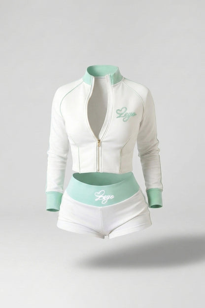 Dames Activewear Set | Sculpting Fit | Cropped Vest | Sportieve Shorts Set