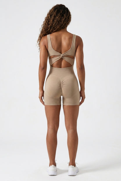 Dames Biker One Piece | Aansluitende Fit | Scrunch Detail | Open Rug Sport One Piece