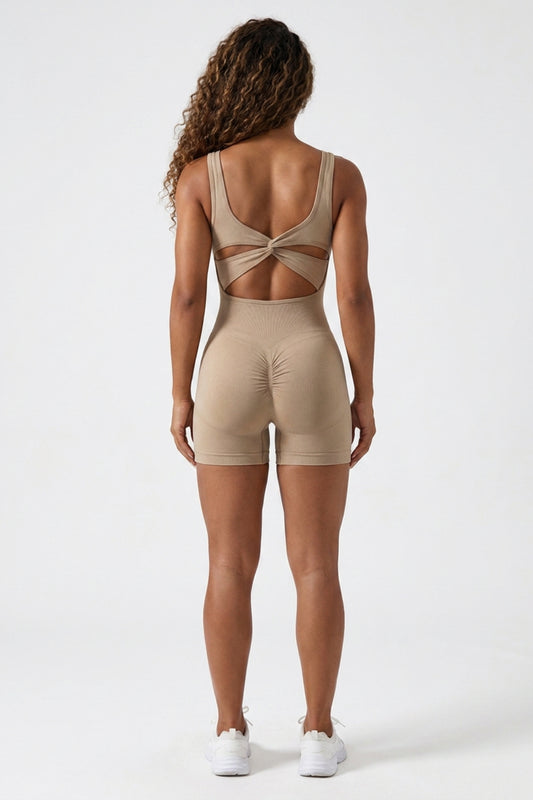Dames Biker One Piece | Aansluitende Fit | Scrunch Detail | Open Rug Sport One Piece