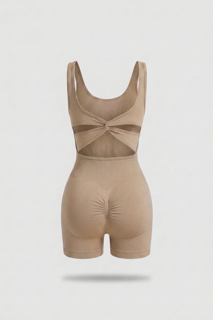 Dames Biker One Piece | Aansluitende Fit | Scrunch Detail | Open Rug Sport One Piece