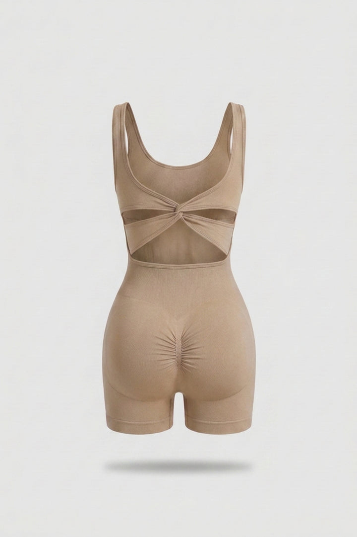 Dames Biker One Piece | Aansluitende Fit | Scrunch Detail | Open Rug Sport One Piece