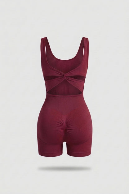Dames Biker One Piece | Aansluitende Fit | Scrunch Detail | Open Rug Sport One Piece