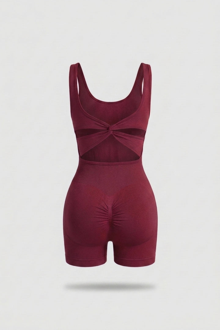 Dames Biker One Piece | Aansluitende Fit | Scrunch Detail | Open Rug Sport One Piece