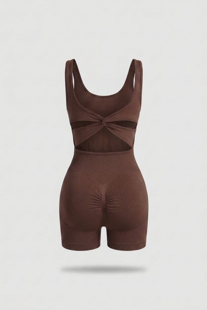 Dames Biker One Piece | Aansluitende Fit | Scrunch Detail | Open Rug Sport One Piece