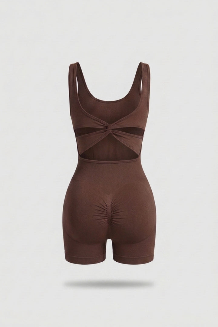 Dames Biker One Piece | Aansluitende Fit | Scrunch Detail | Open Rug Sport One Piece