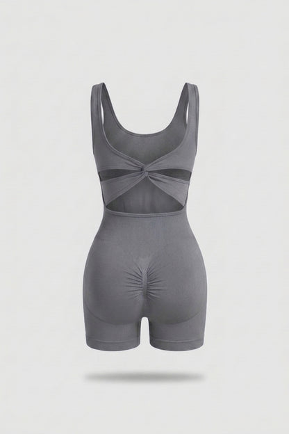 Dames Biker One Piece | Aansluitende Fit | Scrunch Detail | Open Rug Sport One Piece