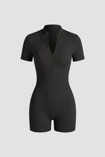 Dames Biker One Piece | Sculpting Fit | Korte Mouwen | Sportieve Workout Jumpsuit