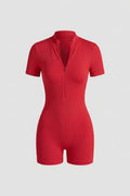 Women's Biker One Piece | Sculpting Fit | Short Sleeves | Sporty Workout Jumpsuit