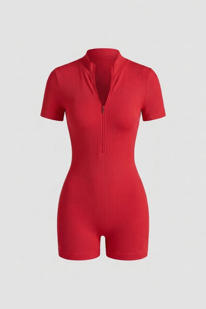 Dames Biker One Piece | Sculpting Fit | Korte Mouwen | Sportieve Workout Jumpsuit