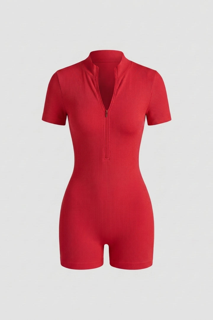 Women's Biker One Piece | Sculpting Fit | Short Sleeves | Sporty Workout Jumpsuit