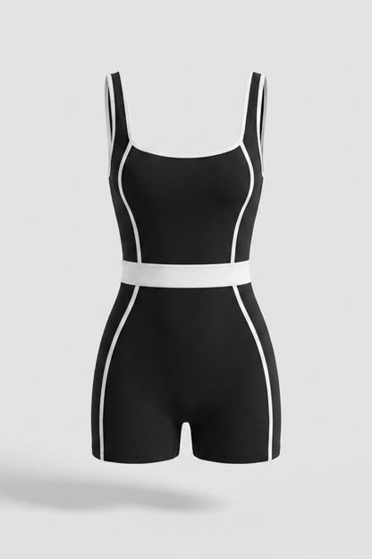 Dames Biker jumpsuit | Aansluitende Fit | Contrast Bies | Sportieve One-Piece