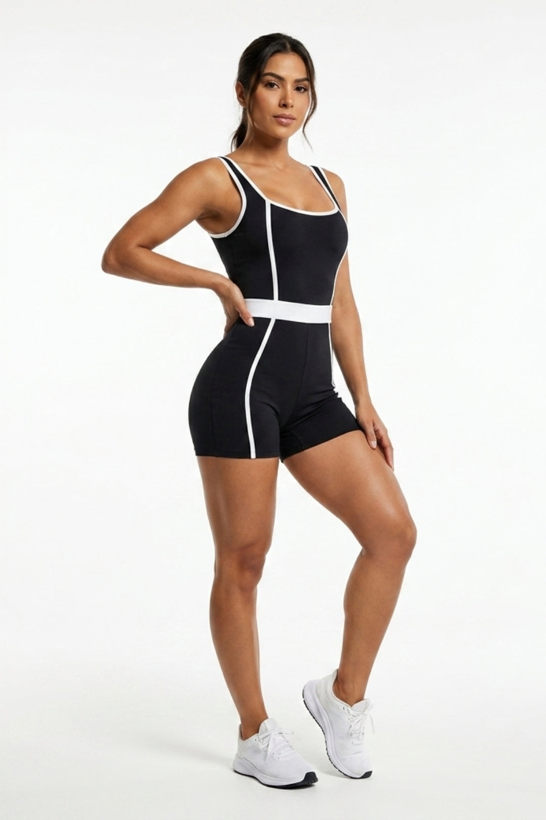 Dames Biker jumpsuit | Aansluitende Fit | Contrast Bies | Sportieve One-Piece