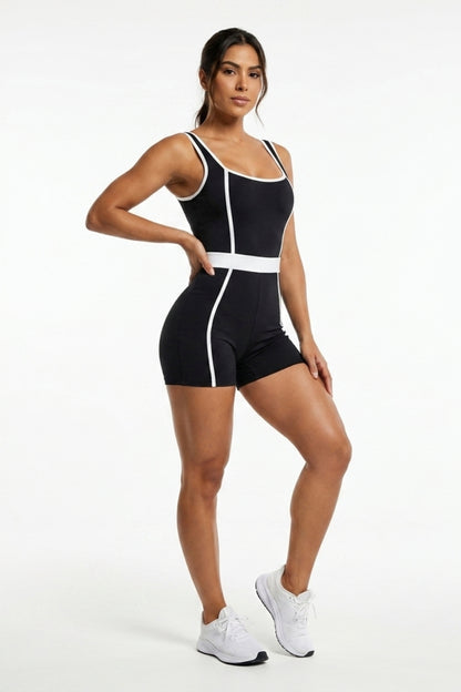 Dames Biker jumpsuit | Aansluitende Fit | Contrast Bies | Sportieve One-Piece