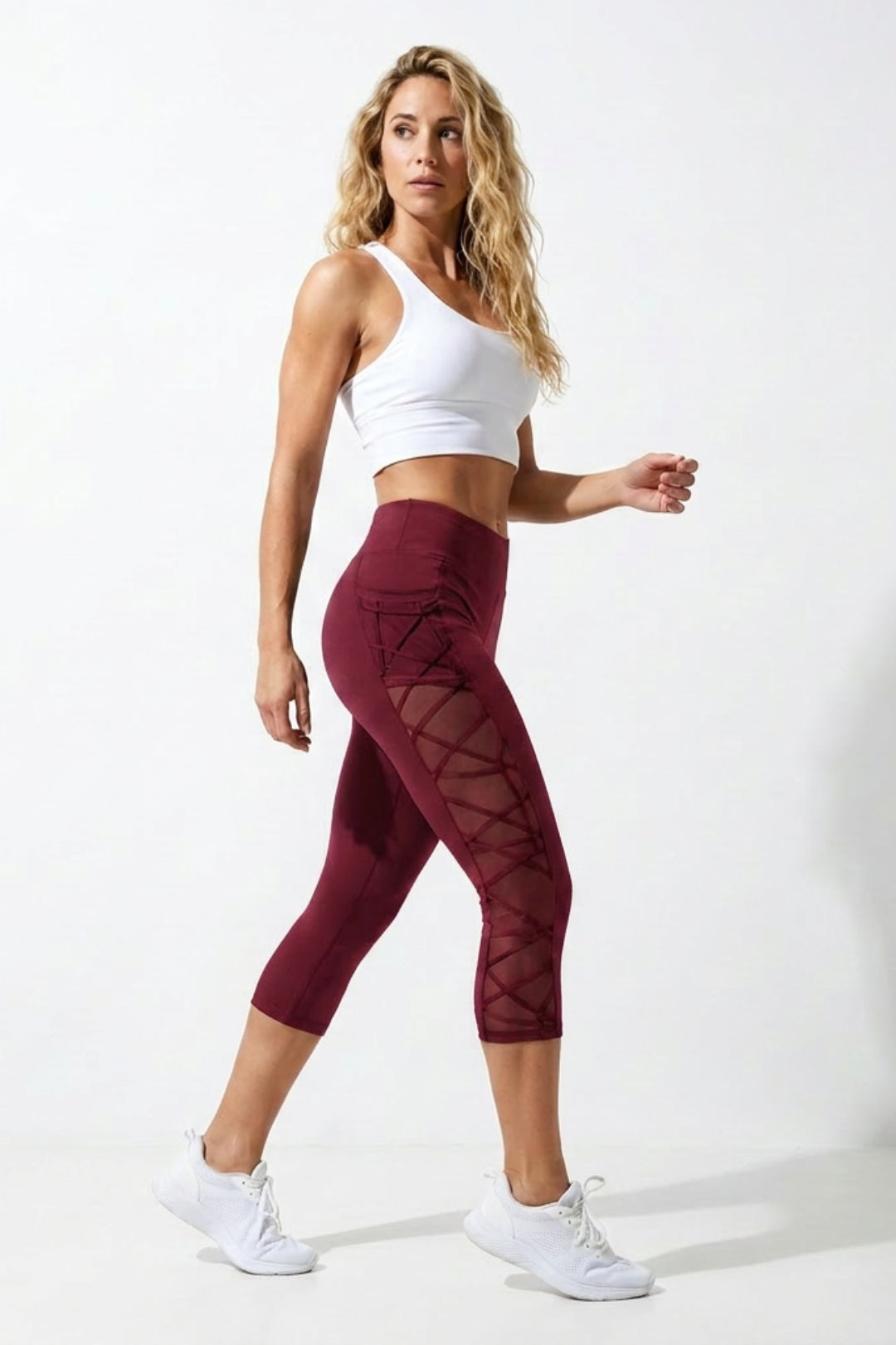 Dames Capri Legging | Sculpting Fit | Hoge Taille | Mesh Paneel Sportlegging