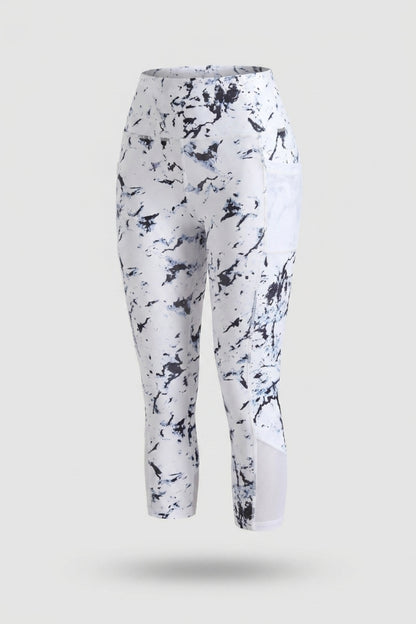 Dames Capri Legging | Sculpting Fit | Marble Print | Sportlegging Met Zak