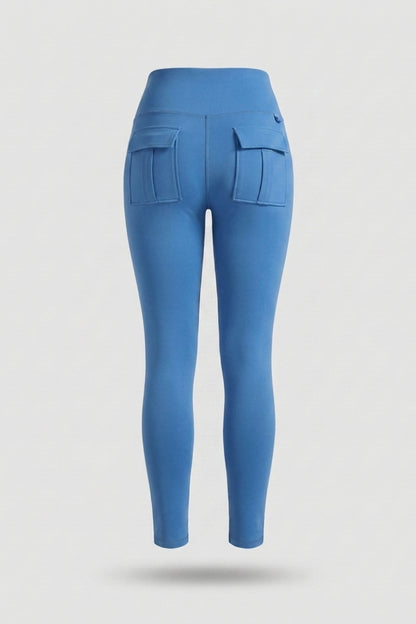 Dames Cargo Legging | Sculpting Fit | High Waist | Lichtblauwe Sportlegging Met Zakken