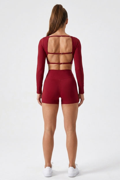 Dames Crop Sport Top | Aansluitende Fit | Open Back | Rode Activewear Top