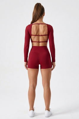 Dames Crop Sport Top | Aansluitende Fit | Open Back | Rode Activewear Top