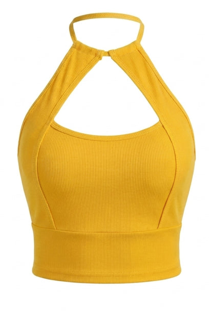 Dames Crop Top | Sculpting Fit | Strik Halter | Open Rug Styling Top