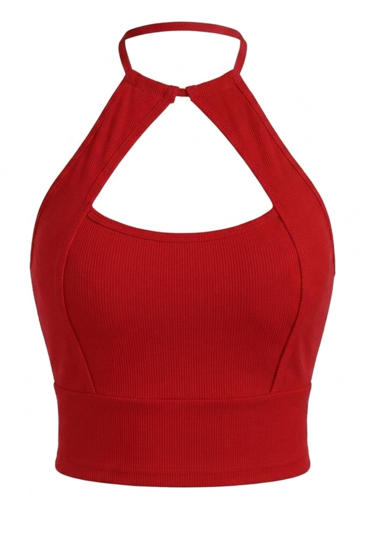 Dames Crop Top | Sculpting Fit | Strik Halter | Open Rug Styling Top