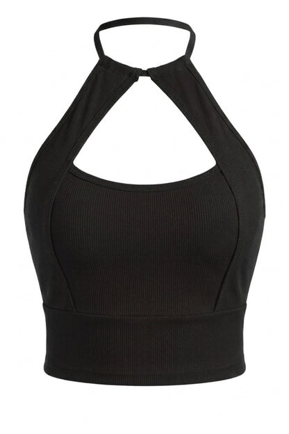 Dames Crop Top | Sculpting Fit | Strik Halter | Open Rug Styling Top