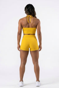 Dames Crop Top | Sculpting Fit | Strik Halter | Open Rug Styling Top