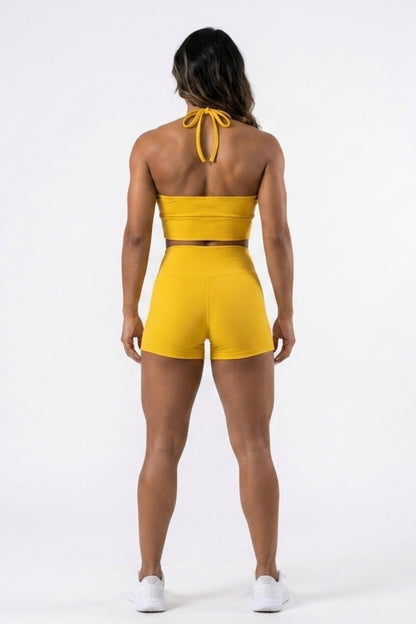 Dames Crop Top | Sculpting Fit | Strik Halter | Open Rug Styling Top