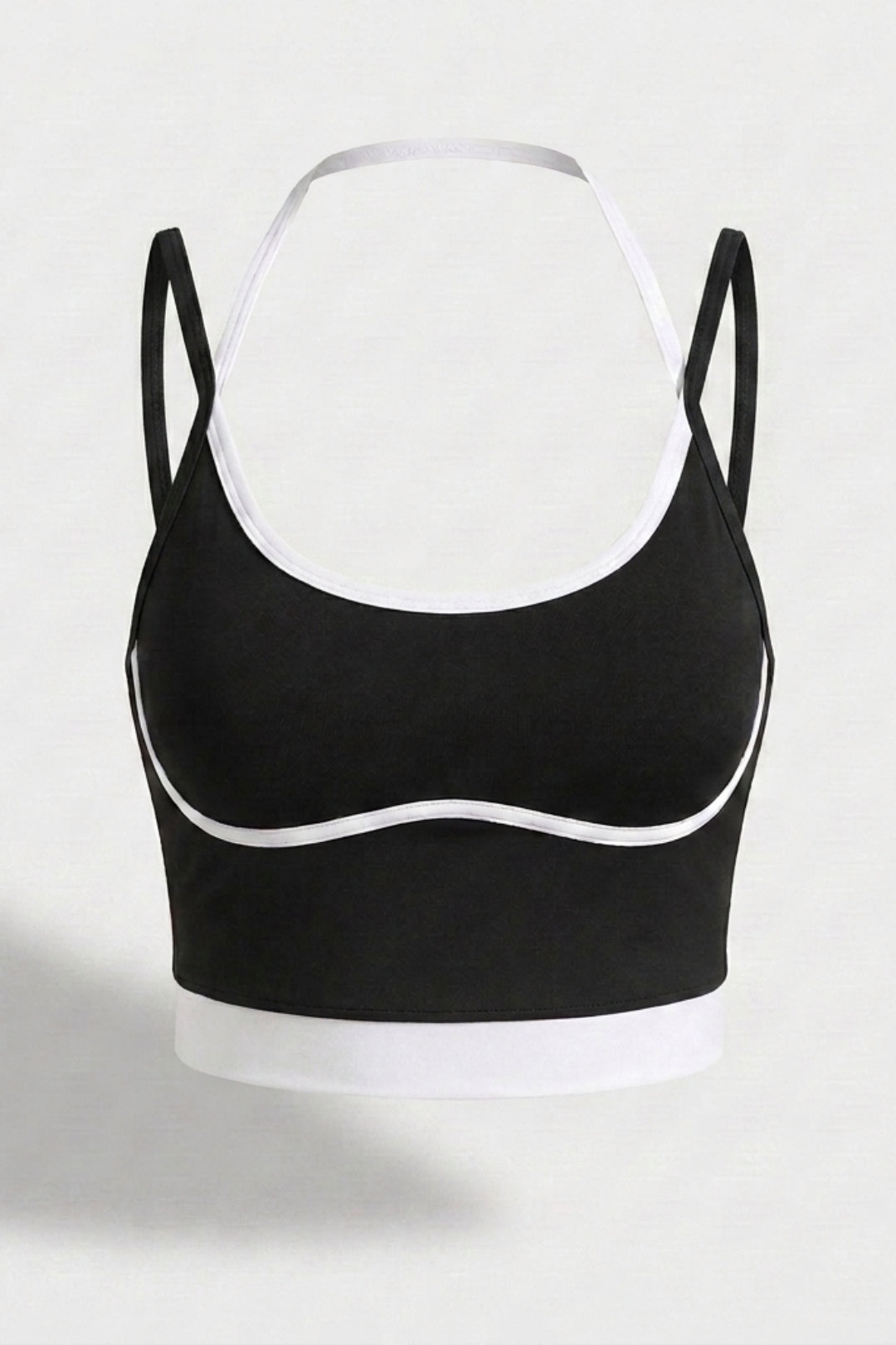 Dames Cropped Sport Top | Sculpting Fit | Spaghetti Bandjes | Contrast Trim Top