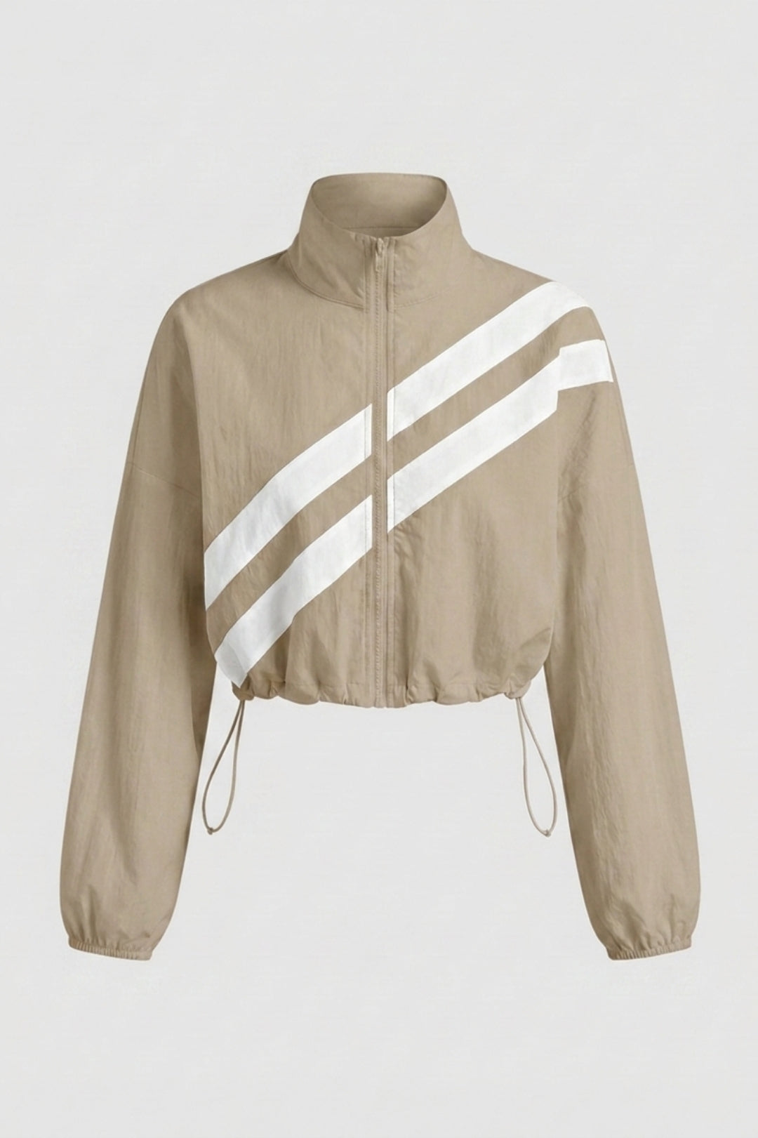 Dames Cropped Windbreaker Top | Zip Front | Contrast Strepen