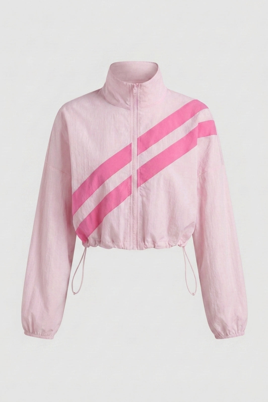 Dames Cropped Windbreaker Top | Zip Front | Contrast Strepen