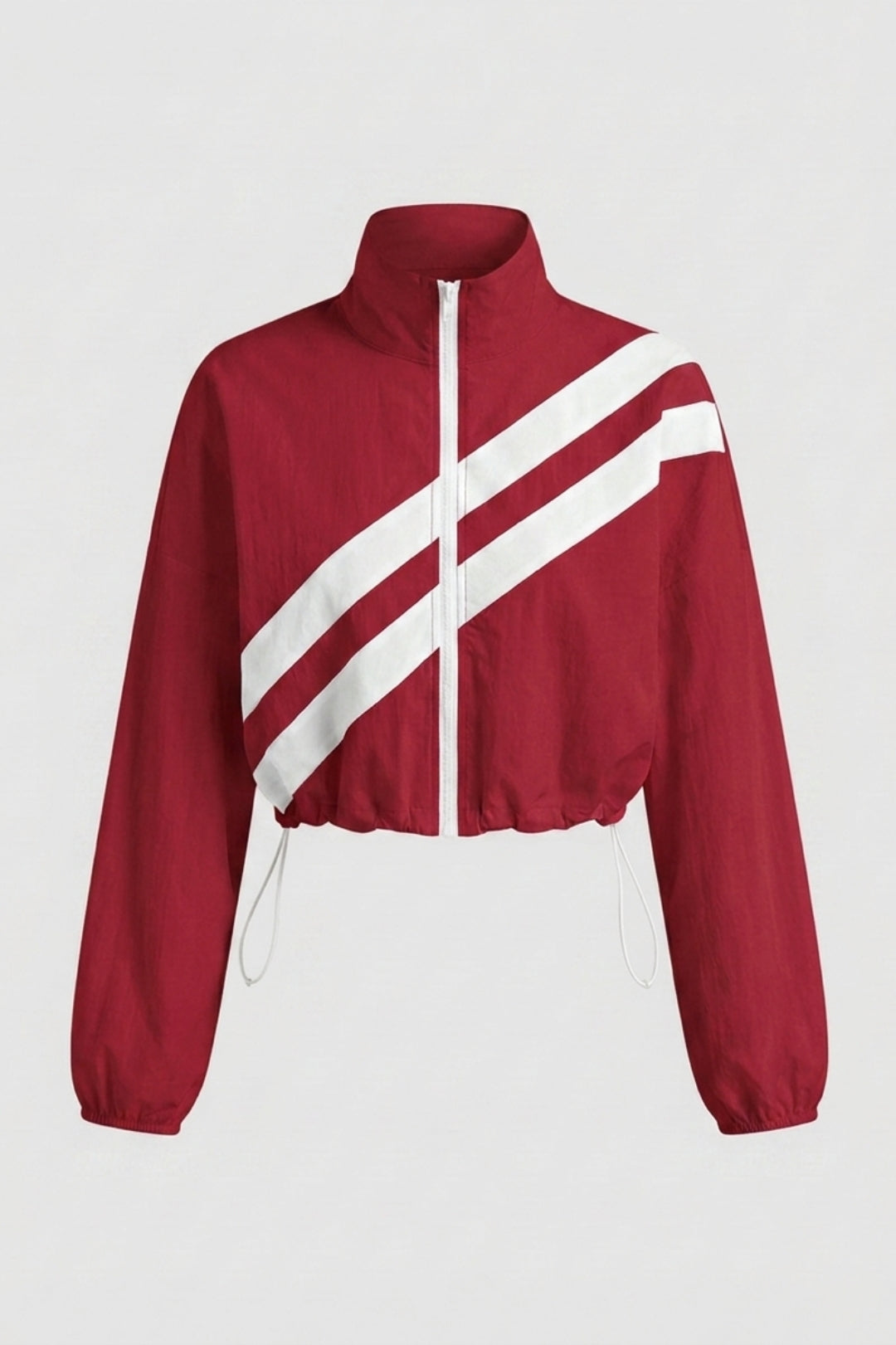 Dames Cropped Windbreaker Top | Zip Front | Contrast Strepen