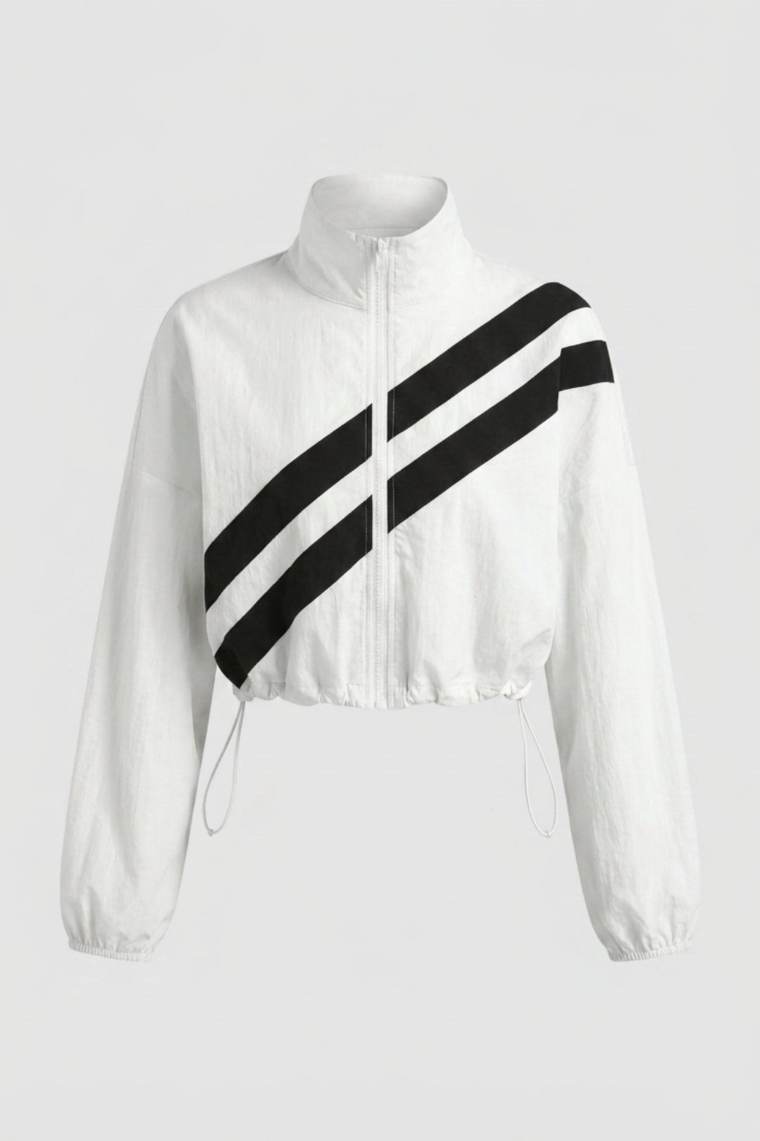 Dames Cropped Windbreaker Top | Zip Front | Contrast Strepen