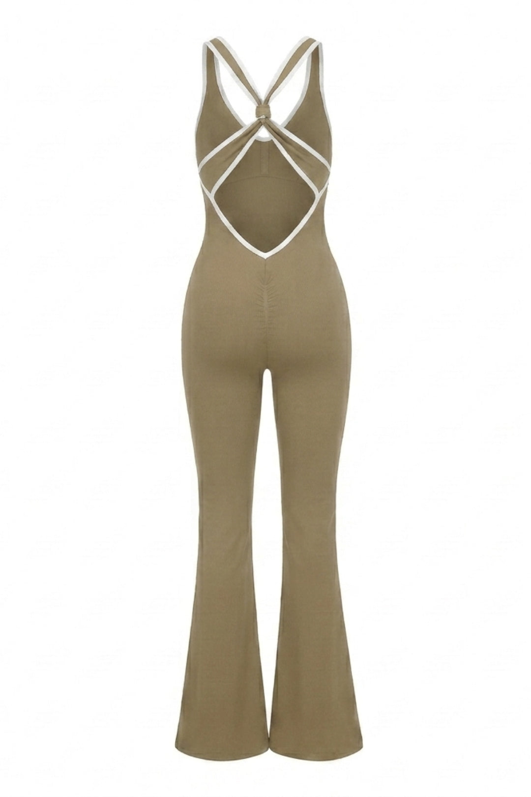 Dames Flared Jumpsuit | Sculpting Fit | Cross Back | Open Rug Detail