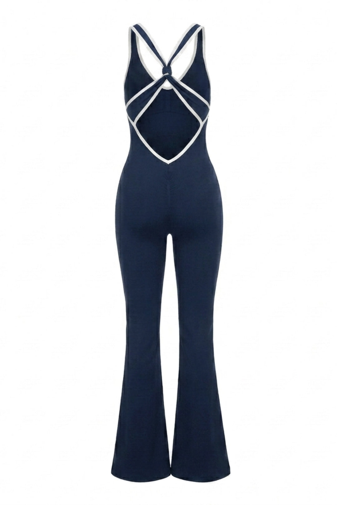 Dames Flared Jumpsuit | Sculpting Fit | Cross Back | Open Rug Detail