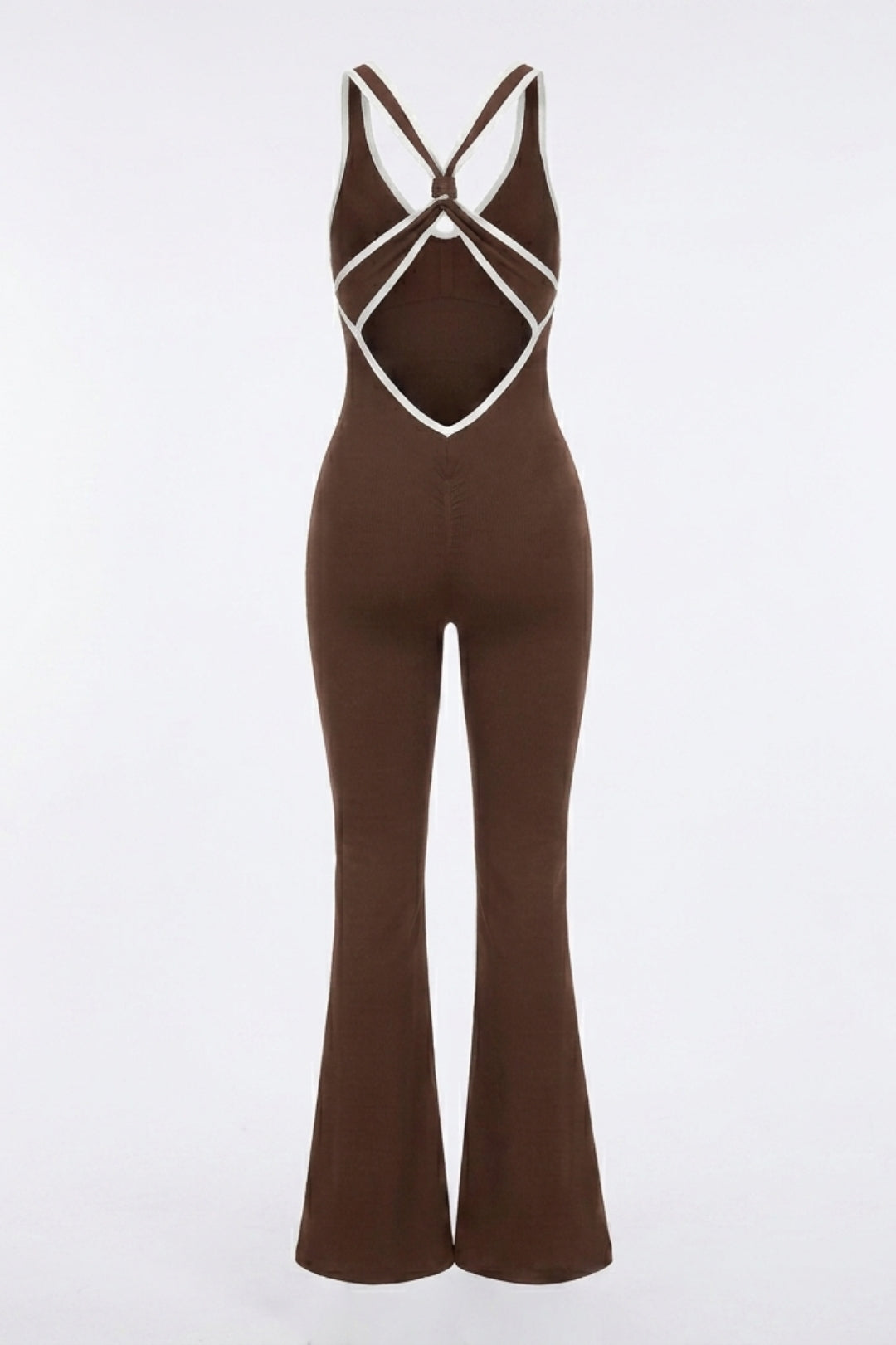 Dames Flared Jumpsuit | Sculpting Fit | Cross Back | Open Rug Detail
