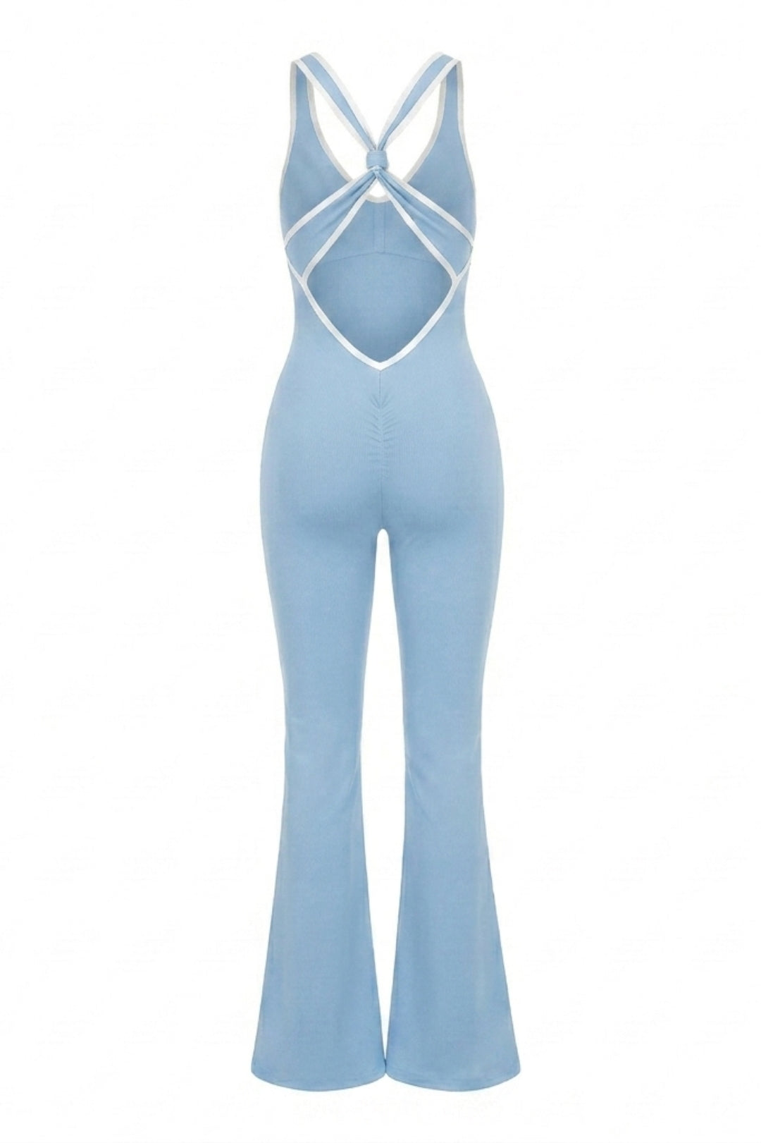 Dames Flared Jumpsuit | Sculpting Fit | Cross Back | Open Rug Detail